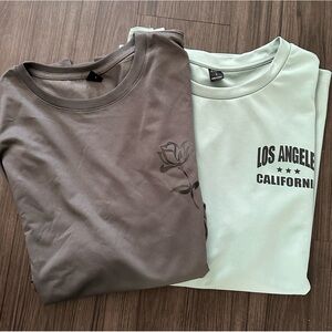 2 Shein Graphic Tees - Size Large (Los Angeles + Rose Quote)